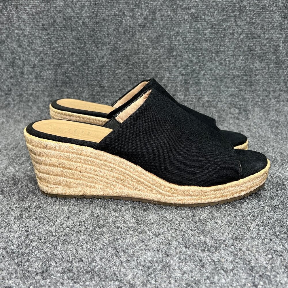 SOUL‎ Naturalizer Oodles Wedge Sandals Women's Size 11 Black Canvase Espadrille